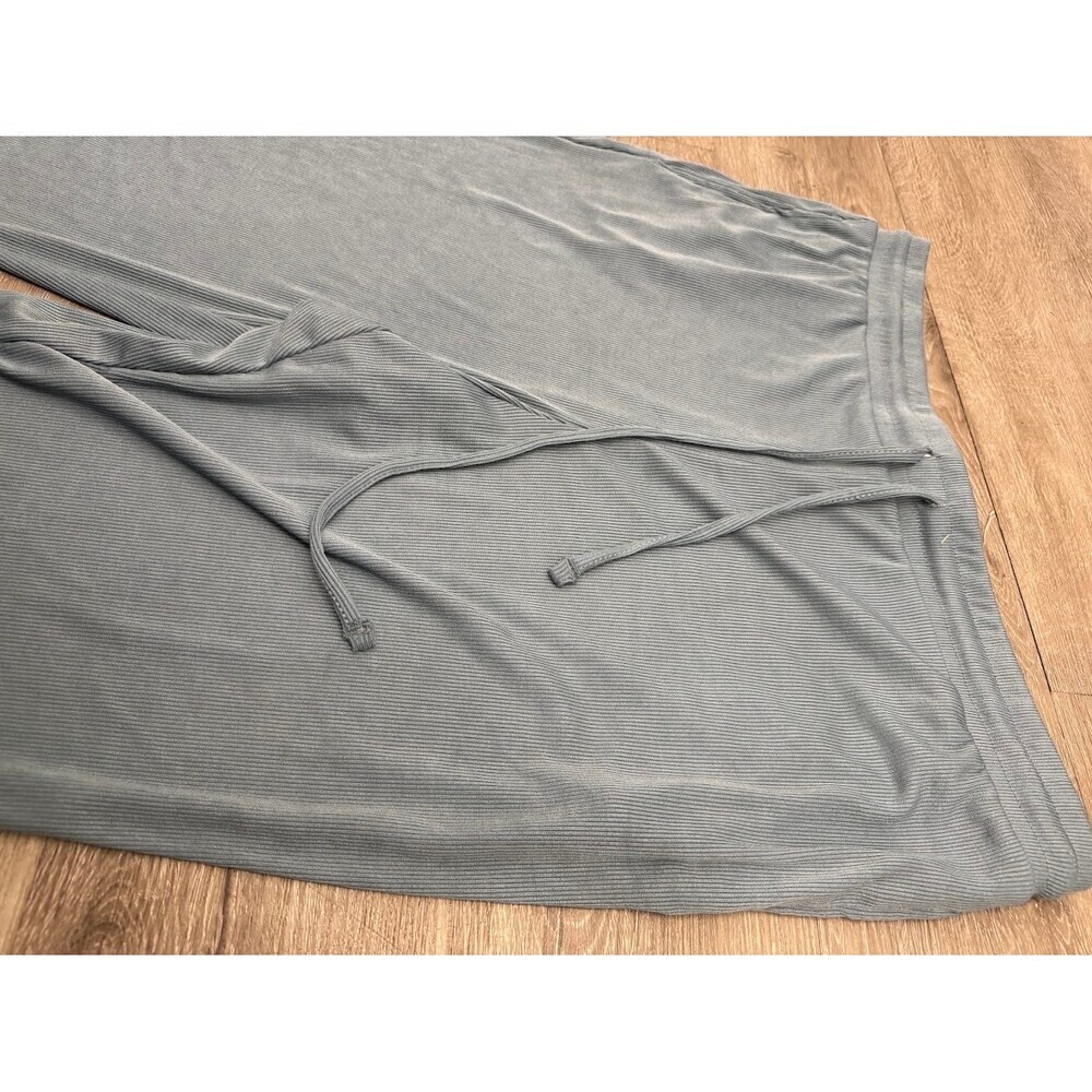 Women's 3 Piece Ribbed Lounge Set XL Blue Gray Cardigan Tank Drawstring Pants - Picture 9 of 11
